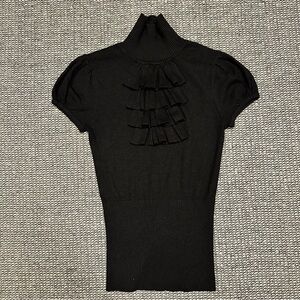 Moda International Black Ruffle Top